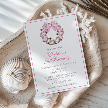 Preppy Coastal Oyster Bow Wreath Christmas Party