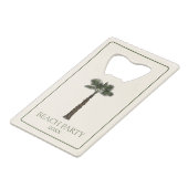 Preppy Coastal Palm Tree Monogram Kredietkaart Flessenopener (Achterkant Gekanteld)