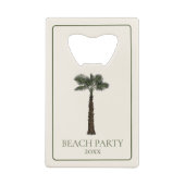 Preppy Coastal Palm Tree Monogram Kredietkaart Flessenopener (Achterkant)