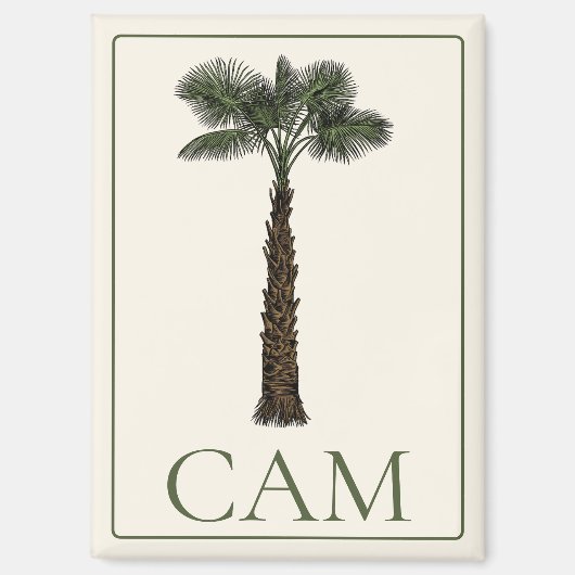 Preppy Coastal Palm Tree Monogram Magneet (Voorkant)
