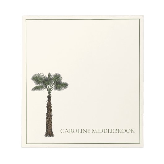 Preppy Coastal Palm Tree Personalized Notitieblok (Voorkant)