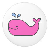 Preppy Coastal Pink Whale Keramische Knop (Voorkant)