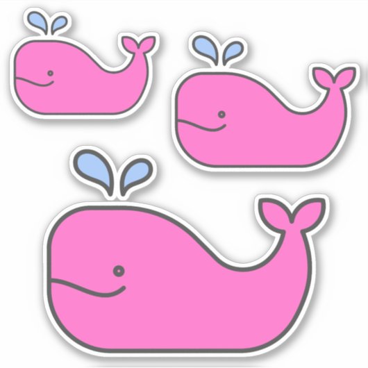 Preppy Coastal Pink Whales Sticker (Voorkant)