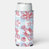 Preppy Coastal Seafood Gingham Kitchen Decor (Seltzer Achterkant)