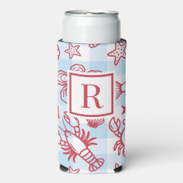 Preppy Coastal Seafood Gingham Kitchen Decor