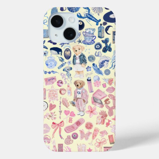 Preppy Collage, Trendy Zomer Collage Telefoon Case (Achterkant)