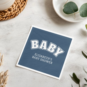 Preppy Collegiale Varsity Navy Baby Shower Servet