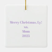 Preppy Coquette 6–7 Pink Stripe Bow Trend Year Keramisch Ornament (Achterkant)