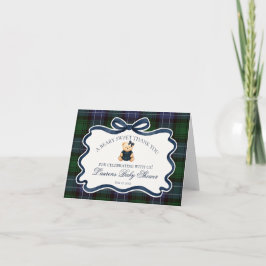 Preppy Coquette Bow Bear Baby Thank You Card  Bedankkaart