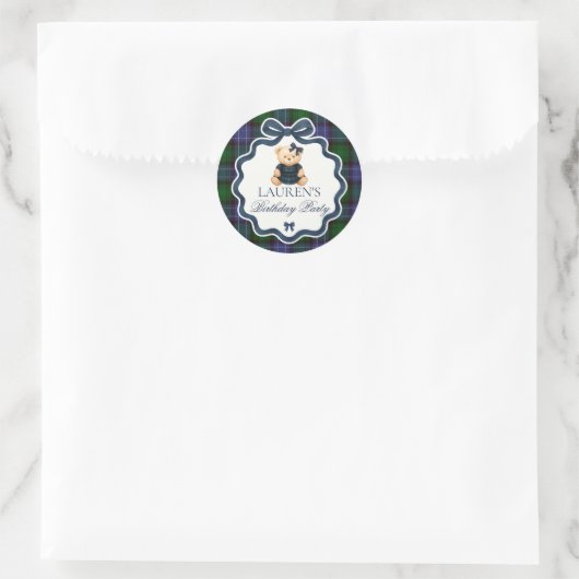 Preppy Coquette Bow Bear Birthday Envelope Seal Ronde Sticker (Tas)