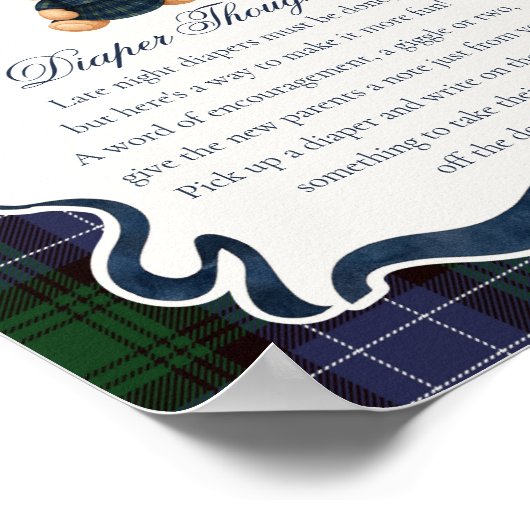 Preppy Coquette Bow Bear Plaid Diaper Thoughts Poster (Hoek)