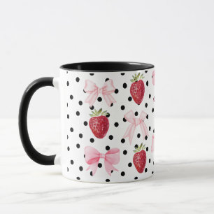 Preppy Coquette Bow Mok Aardbei Polka Dots
