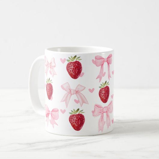 Preppy Coquette Bow Mug fraise rose fille (Devant gauche)