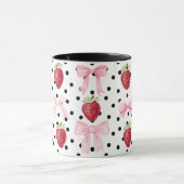 Preppy Coquette Bow Mug Pois de fraises (Centre)