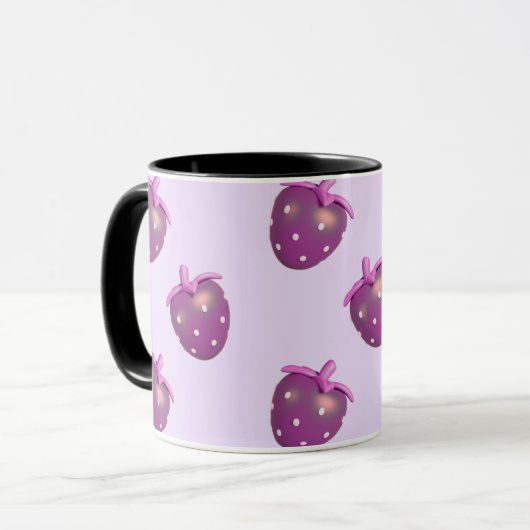 Preppy Coquette Kawaii Girly Purple Strawberry Mug (Devant gauche)