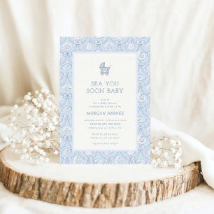 Preppy Coquette Kust Baby Shower Uitnodiging