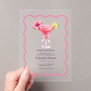 Preppy Coquette Margs & Matrimony Bachelorette Acryl Uitnodigingen
