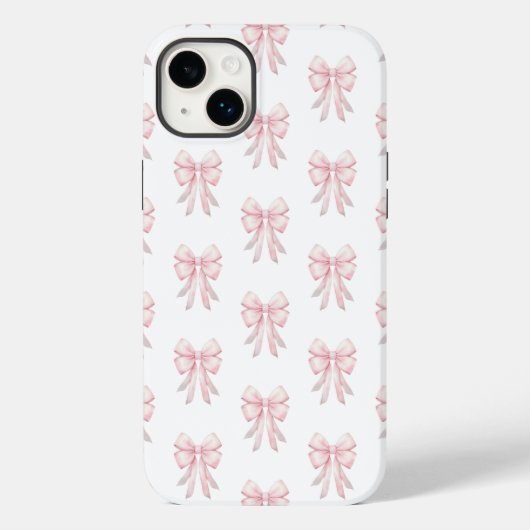 Preppy Coquette Roze strik Patroon Case-Mate iPhone Case (Achterkant)