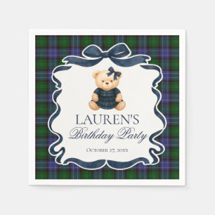 Preppy Coquette Strikje Beer Tartan Schotse Strepe Servet
