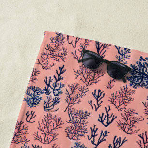 Preppy Coral Blue Pattern Strandlaken