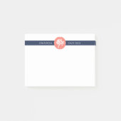 Preppy Coral Branch & Navy Stripe Post-it® Notes (Voorkant)