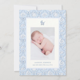 Preppy Couquette Kust Baby Geboorteaankondiging Kaart