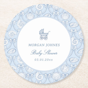 Preppy Couquette Kust Baby Shower Ronde Kartonnen Onderzetter