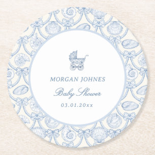 Preppy Couquette Kust Baby Shower Ronde Kartonnen Onderzetter