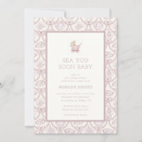Preppy Couquette Kust Baby Shower Uitnodiging