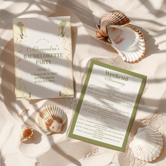 Preppy Courtside Pickleball Bachelorette Feest Kaart