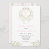 Preppy Crest Baby shower uitnodiging (Voorkant / Achterkant)