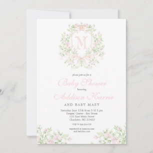 Preppy Crest Baby shower uitnodiging