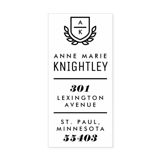 Preppy Crest Monogram Retouradresstempel Rubberstempel (Afrduk)