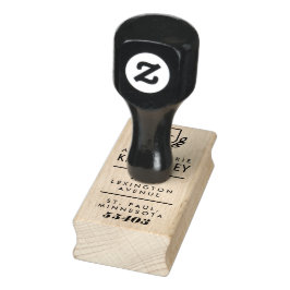 Preppy Crest Monogram Retouradresstempel Rubberstempel
