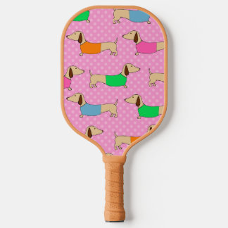 Preppy Dachshunds op Polka Dots Pickleball Paddle