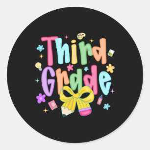 Preppy Derde Klas Terug Naar School 3e Klas Lerare Ronde Sticker