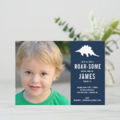 Preppy Dinosaur Silhouette Birthday Foto Kaart (Staand voorkant)