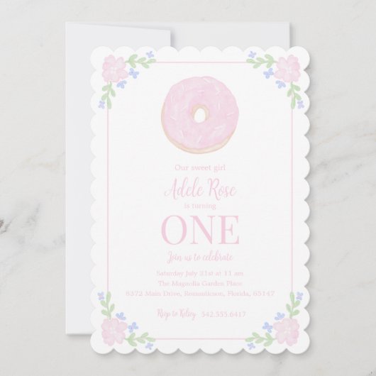 Préppy Donut Sweet First Birthday Invitation (Devant)