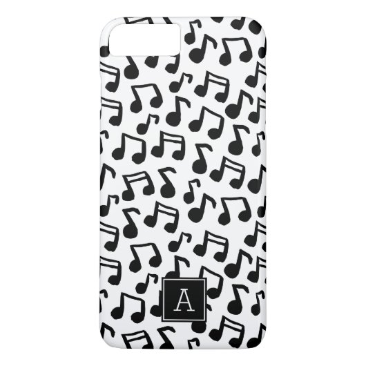 Preppy Doodle Muzieknoten Monogram Gepersonaliseer Case-Mate iPhone Case (Achterkant)