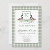 Preppy Duck En vichy Crest Baby shower Invitation (Devant)