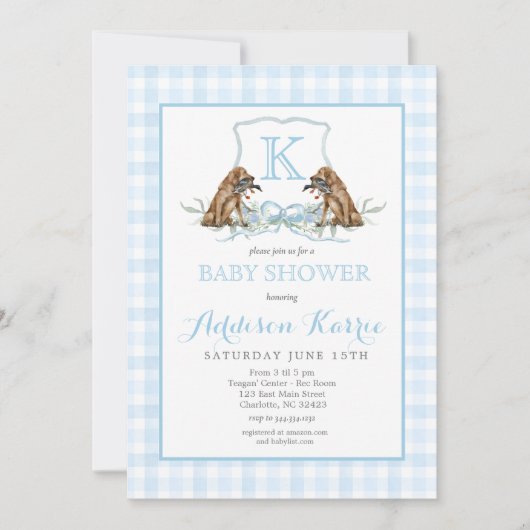 Preppy Duck En vichy Crest Baby shower Invitation (Devant)
