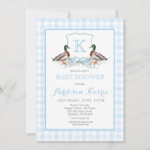 Preppy Duck En vichy Crest Baby shower Invitation (Devant)