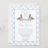 Preppy Duck En vichy Crest Baby shower Invitation (Devant)