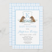 Preppy Duck Gingham Crest Baby shower uitnodiging (Voorkant / Achterkant)
