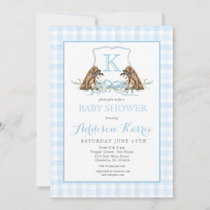 Preppy Duck Gingham Crest Baby shower uitnodiging
