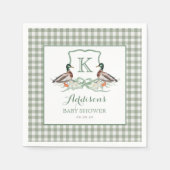 Preppy Duck Gingham Crest Baby shower uitnodiging Servet (Voorkant)