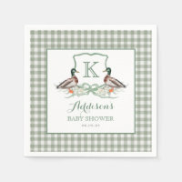 Preppy Duck Gingham Crest Baby shower uitnodiging