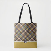 Preppy Earth Tones Plaid Monogram Canvas tas (Voorkant)