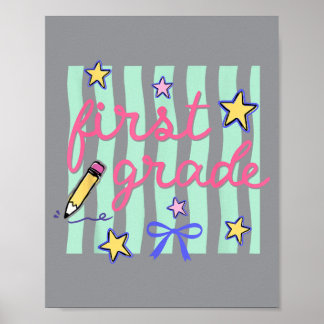Preppy Eerste Klas Terug Naar School Coquette Stri Poster