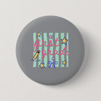 Preppy eerste klas terug naar school coquette stri ronde button 5,7 cm